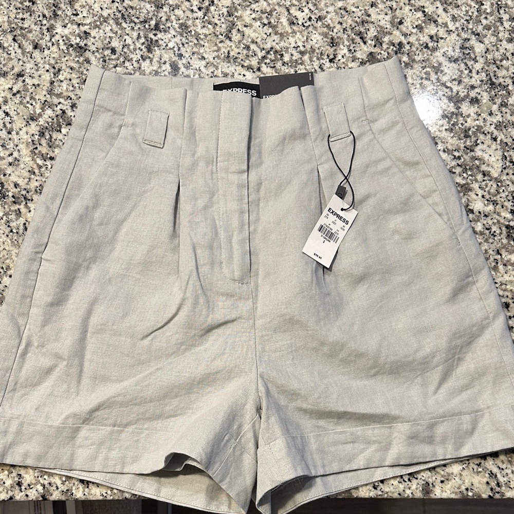 Express Light Gray High Waist Shorts
